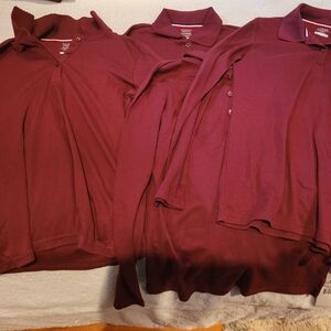 Long sleeve, burgundy shirts by French Toast. 4 included